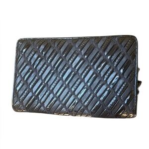 VALERIE BARAD ladies, black patent, leather clutch preowned good condition